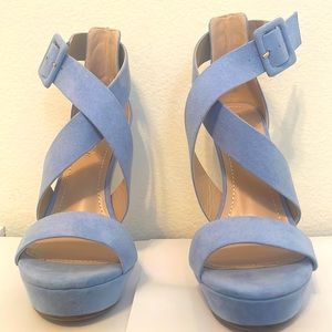 Blue suede heels! NWOT. By Dream Girls. Size 7